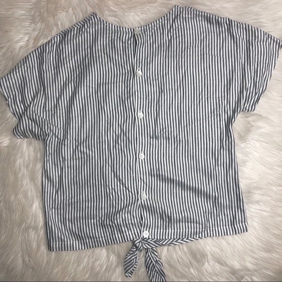 Madewell Button Back Tie Tee In Classon Stripe - Picture 5 of 8